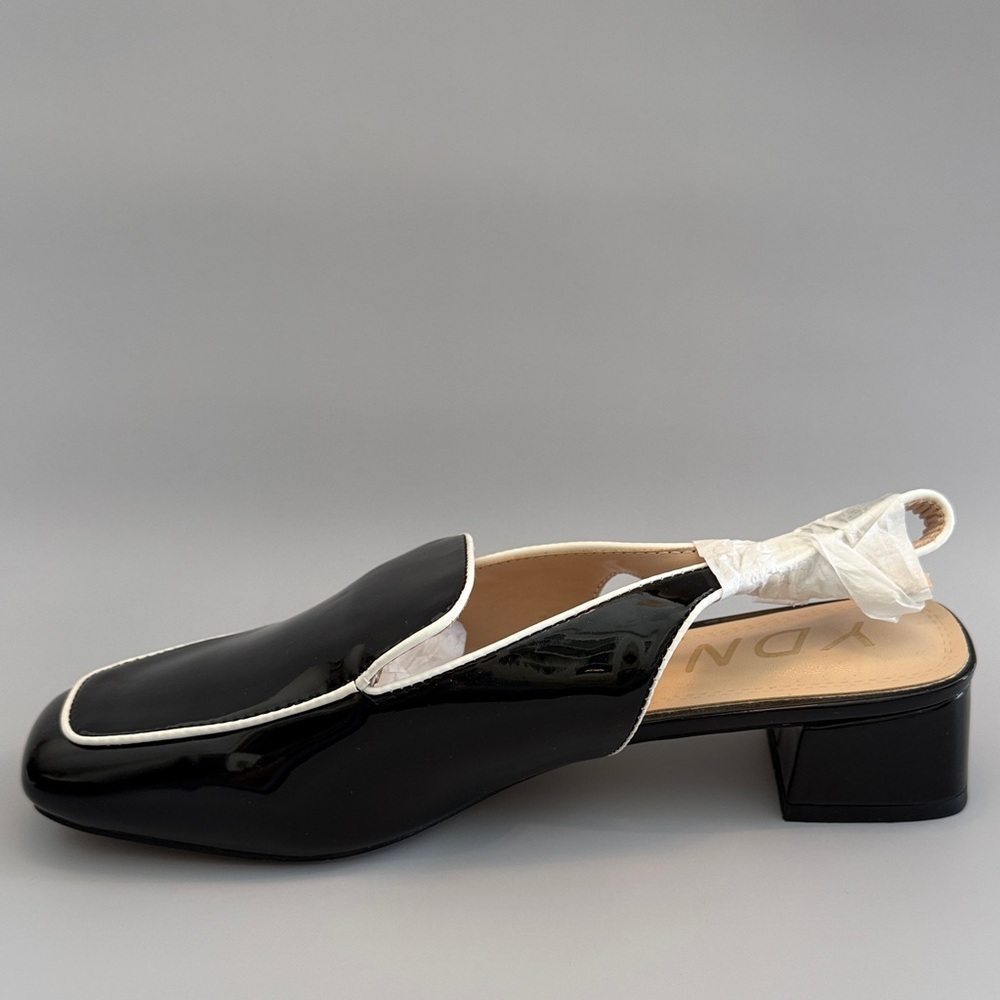 YDN Black and White Patent Leather Sling-backs Size 9.5